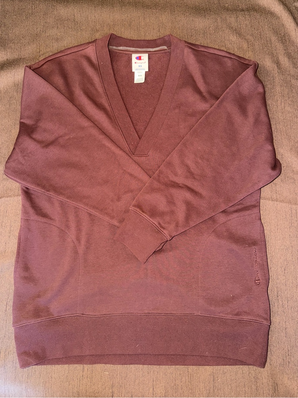 Champion Women's V-Neck Sweater in Maroon